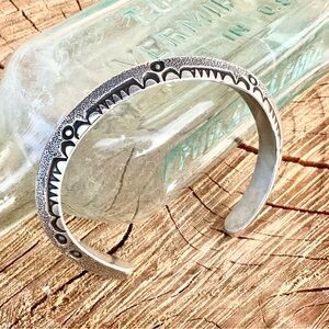 Hand stamped sterling silver cuff